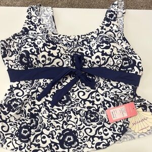 Women's Navy and White One Piece Swimsuit